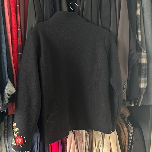 Vintage Embroidered Black Wool Jacket - Picture 2 of 4